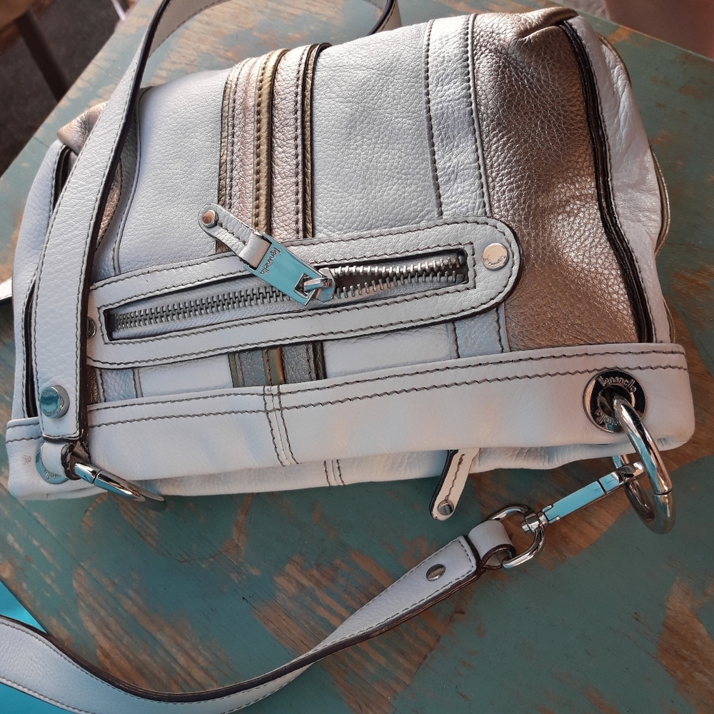 Genuine Leather Crossbody Bag Modern White Contemporary Pebbled Leather Purse - Picture 12 of 16